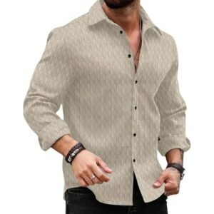 CQR Men's 100% All Cotton Button Down Flannel Shirts, Casual Cotton Striped Button Down Shirts Long Sleeve Textured