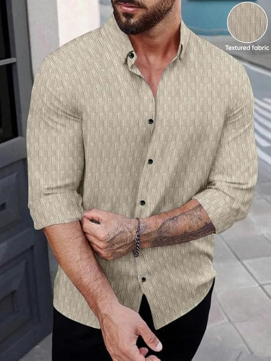 CQR Men's 100% All Cotton Button Down Flannel Shirts, Casual Cotton Striped Button Down Shirts Long Sleeve Textured - Image 2