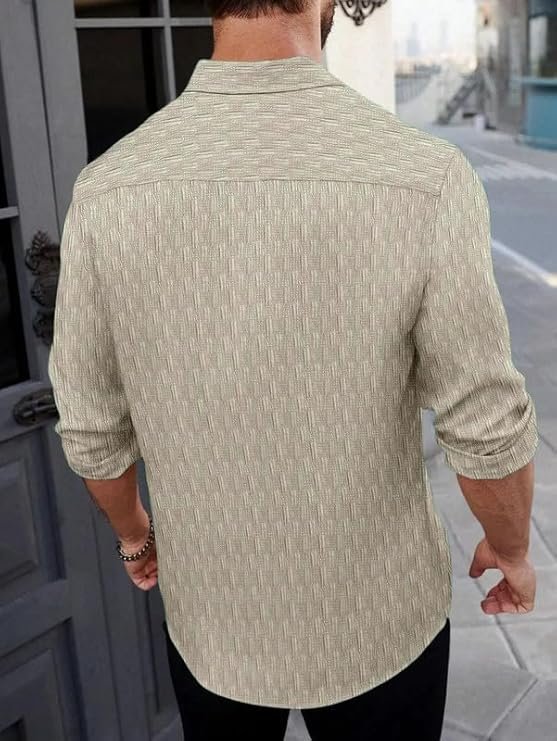 CQR Men's 100% All Cotton Button Down Flannel Shirts, Casual Cotton Striped Button Down Shirts Long Sleeve Textured - Image 3