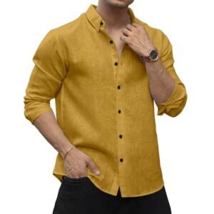 Men's Solid Linen Cotton Shirt | Casual | Plain | Full Sleeve | Summer-Regular Fit| Men Stylish Shirt | Everyday Formal Wear
