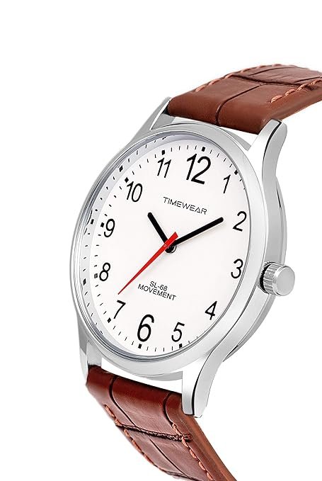 TIMEWEAR Men's Analog Number Dial Brown Leather Strap Watch Silicone 3 Colors Strap Analog Wrist Watch for Men Boys - Image 2