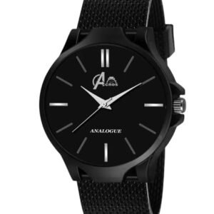 Matrix Antique Day & Date Leather Strap Analog Silicone Watch For Men & Boys - Black