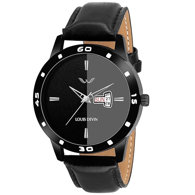 LOUIS DEVIN Steel Chain Analog Wrist Watch for Men (White/Blue/Black Dial) | LD-GR062-CH