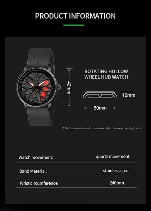Shocknshop RevolveX Rotating Hollow Wheel Hub Creative Fashion Analog Silicone Magnetic Strap Wrist Watch for Men Boys -WCH368 - Image 2